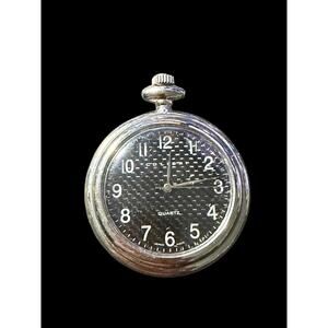 Colibri Quartz Pocket Watch Silver Tone Black Dial Arabic Numerals Japan Movt